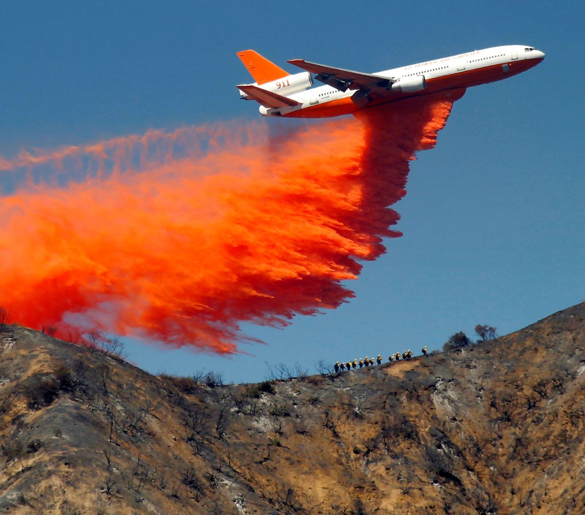 La fire from plane